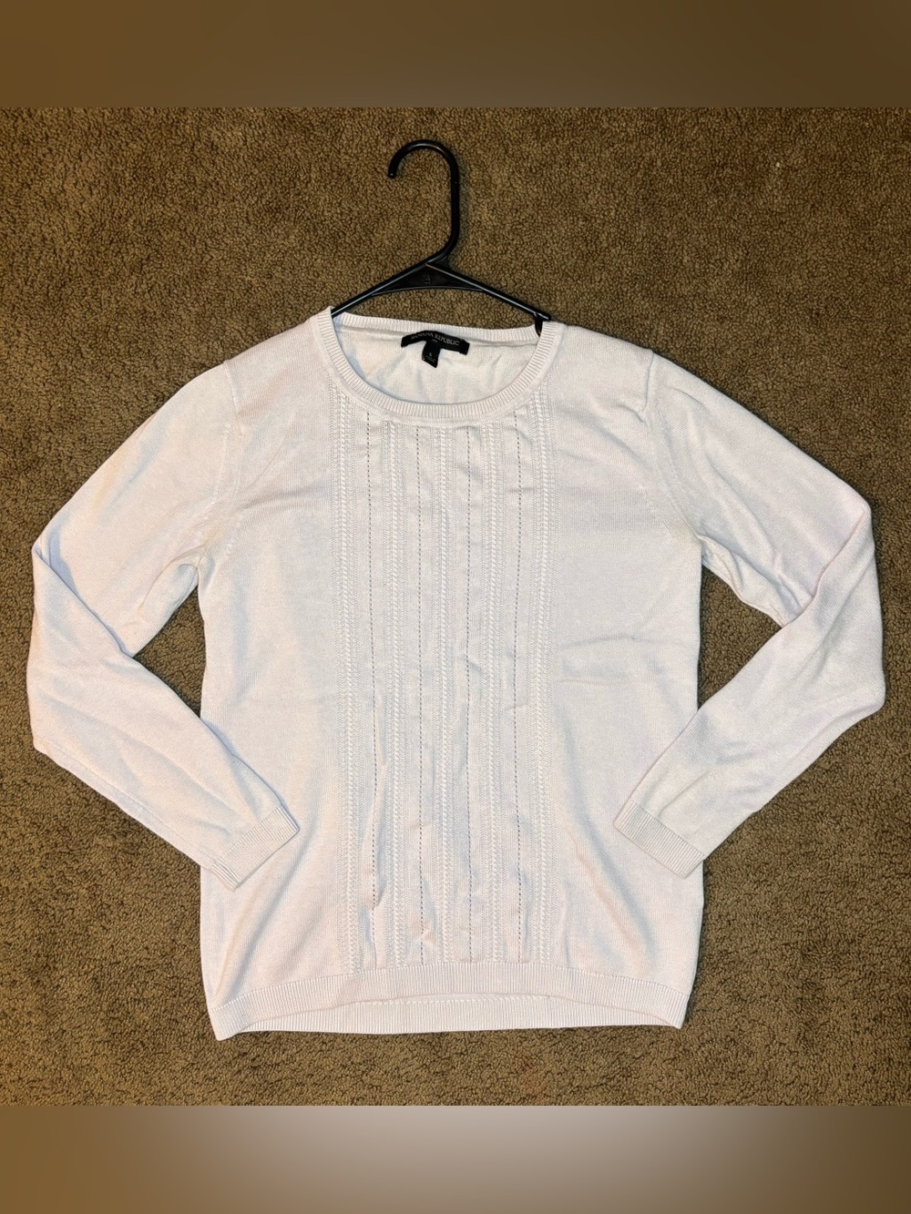 Banana Republic White Cable Knit Crewneck Sweater Women’s Small